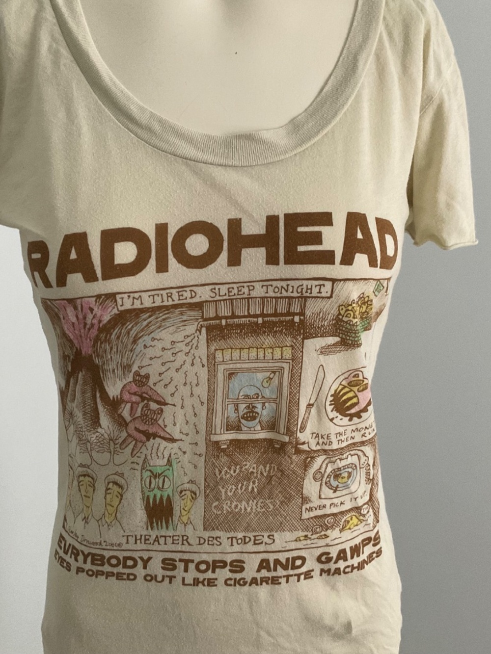 Beige Radio Head tee shirt,M - Picture 2 of 10